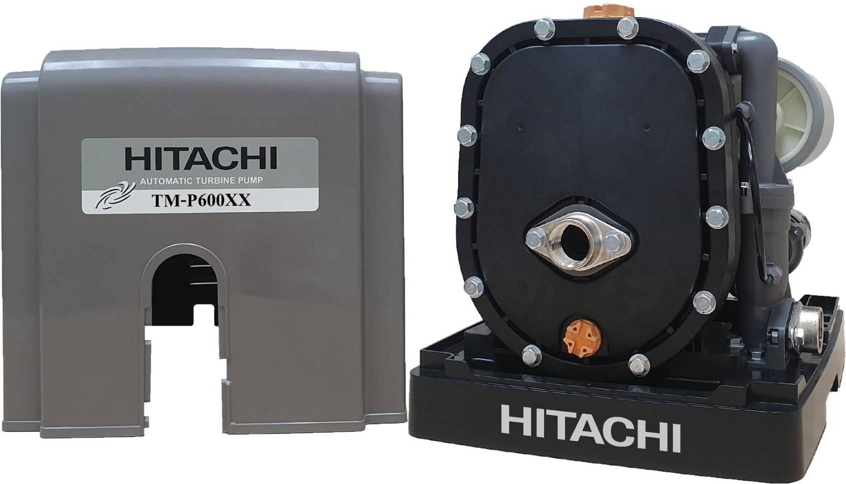 HITACHI-TM-P600XX-ปั๊มน้ำอัตโนมัติแบบเทอร์ไบน์-2-ใบพัด-ขนาด-600-วัตต์-แรงดันน้ำคงที่-ทำงานเงียบ-ปริมาณน้ำเพิ่มขึ้น